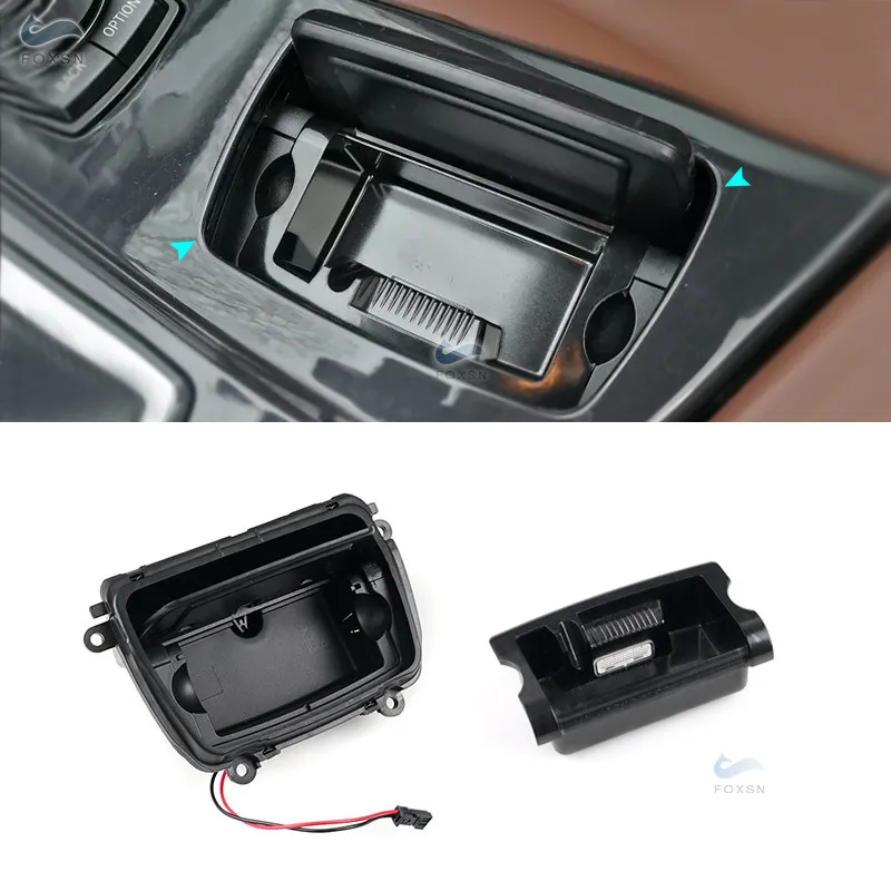 

For BMW 5 Series F10 F11 F18 2011- 2017 2pcs Interior ABS Center Console Gear Shift Panel Ashtray Assembly Box + Ashtrays Liner