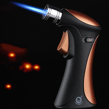 

Metal Lighters Spray Gun Inflatable Windproof Gas Lighter Torch Outdoor Kitchen Cigar Butane Lighters Blue Flame GL021