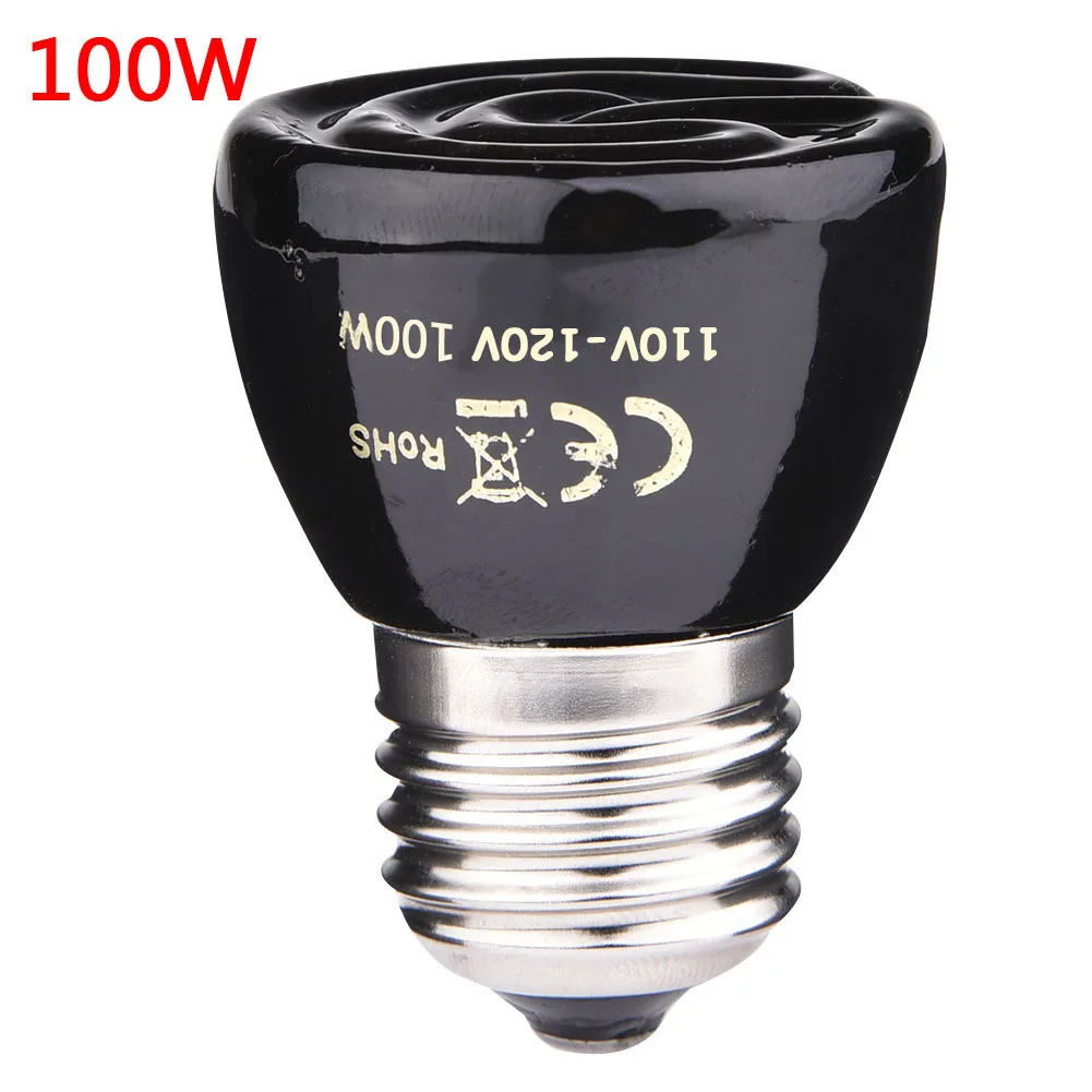 25W 50W 75W 100W Pet Heating Light Bulb Infrared Black Ceramic Emitter Heat Lamp Bulb E27 110-120V Pet Heating Lamp Light