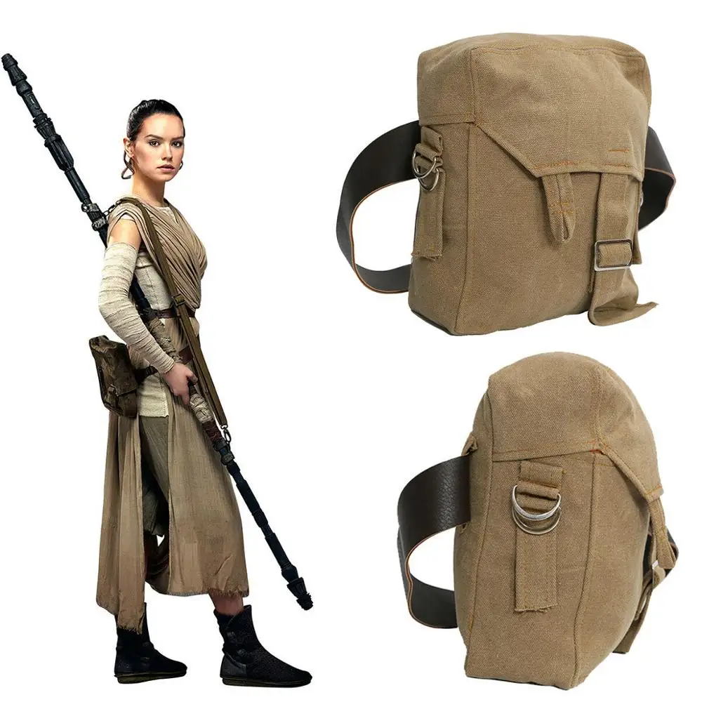 

Star Wars Movie Rey Bag with PU Belt Strap Brown Canvas Rey Sidebag Cosplay Costume Accessories Christmas Gift Props