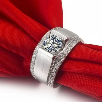 

Solitaire Male 7mm Lab Diamond Ring Real 925 sterling silver Jewelry Engagement Wedding band Rings for men Charm Party accessory