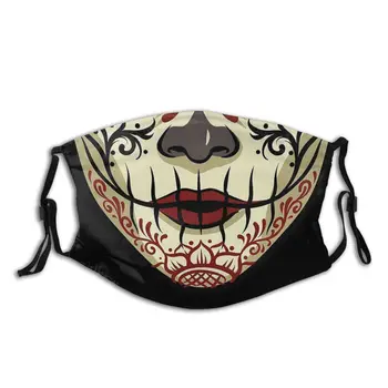 

La Catrina Mexican Death Festival Non-Disposable Face Mouth Mask Pattern Anti Haze Protection Cover Respirator with Filters