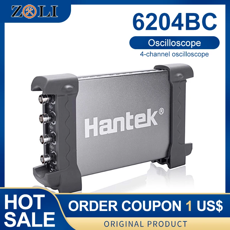 Цифровой осциллограф 200 МГц 1GSa/s 4CH Windows10/8/7 с USB интерфейсом зонд ручной Hantek Atomotive