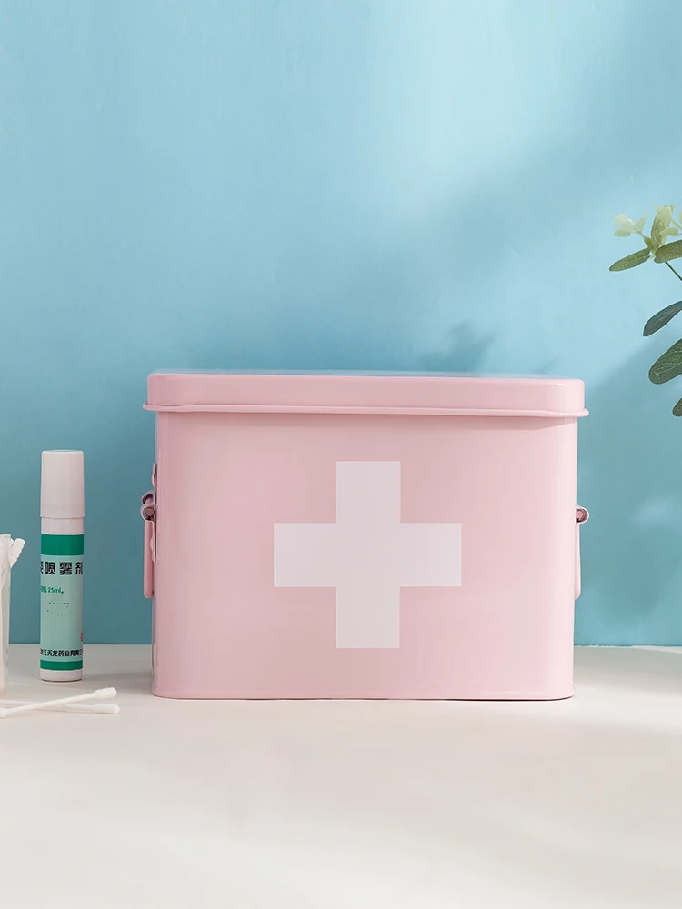

Pink Medicine Cabinet Household Small Medicine Cabinet Multi-layer Medicine Cabinet with Storage Tray Anti-rust Sunscreen