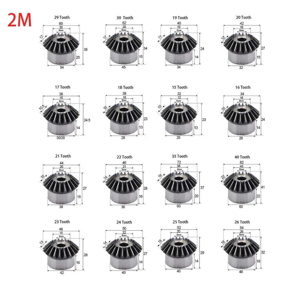 Description Picture 4 of item1Pcs Single 1/1.5/2/2.5/3/4/5 Module 1:1 Bevel Gear 15-30 Tooth Carbon Steel Mechanical Power Transmission Gear