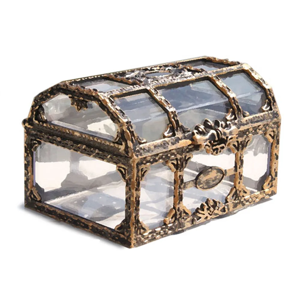 Мини коробка для хранения монет пиратский дизайн сундук с сокровищами металлические замковые украшения Красивая коробка для хранения модный прозрачный орнамент чехлы