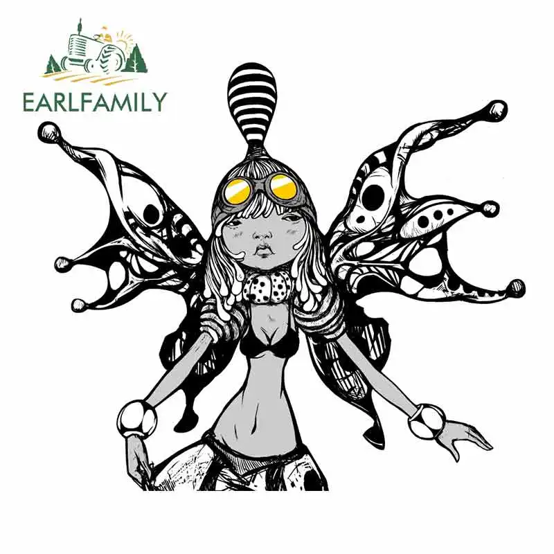 

EARLFAMILY 13cm x 9.8cm Car Stickers Butterfly Female Black Wings JDM 3D DIY Fine Decal Truck Vinyl Car Wrap Accessories