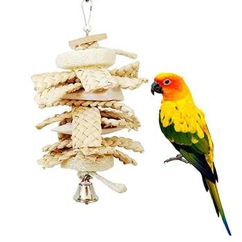 

Creative Natural loofah Birds Toy Pet Parrot Macaw Agapornis Budgie Calopsita Chew Toy Pet Bird Cage Swing Pendant Bird Supplies