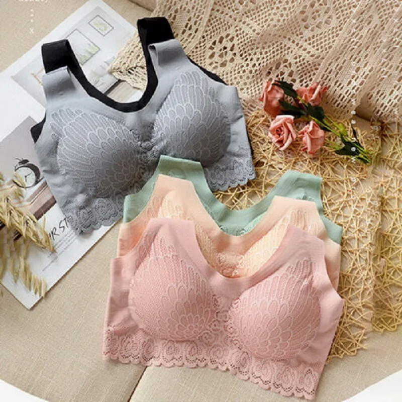 Dropshipping 3pcs Set Latex Bra Seamless Bras For Women Underwear BH Push Up Bralette With Pad Vest Top Bra