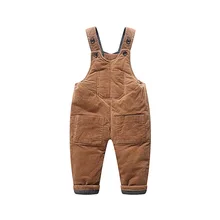 Г. Зимние детские брюки на подтяжках плотные вельветовые Стеганые Брюки для мальчиков и девочек универсальная одежда для малышей в Корейском стиле