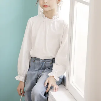 

Teen Girl's Blouse White Cotton Lace Long Sleeve Shirt 2020 Autumn Korea Style Children Girls Tops 10 12 14 years