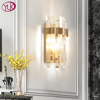 

Youlaike Single Light LED Wall Sconces Lighting AC90-260V Bedroom Gold Crystal Wall Lamp