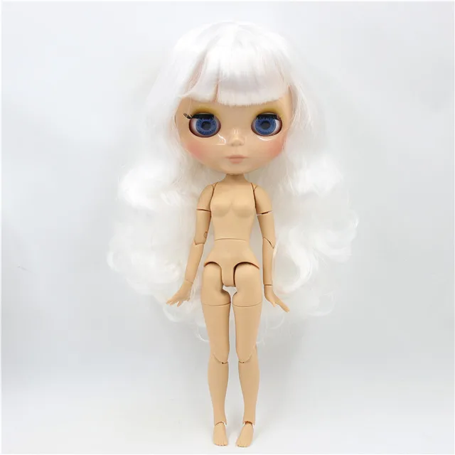 Ледяная фабрика blyth кукла загар кожа сустава тела bjd белые волосы 1/6 игрушка 30 см - Цвет: naked doll