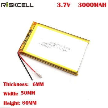 

605080 3.7v 3000mah li ion rechargeable battery lithium lipo polymer for portable device