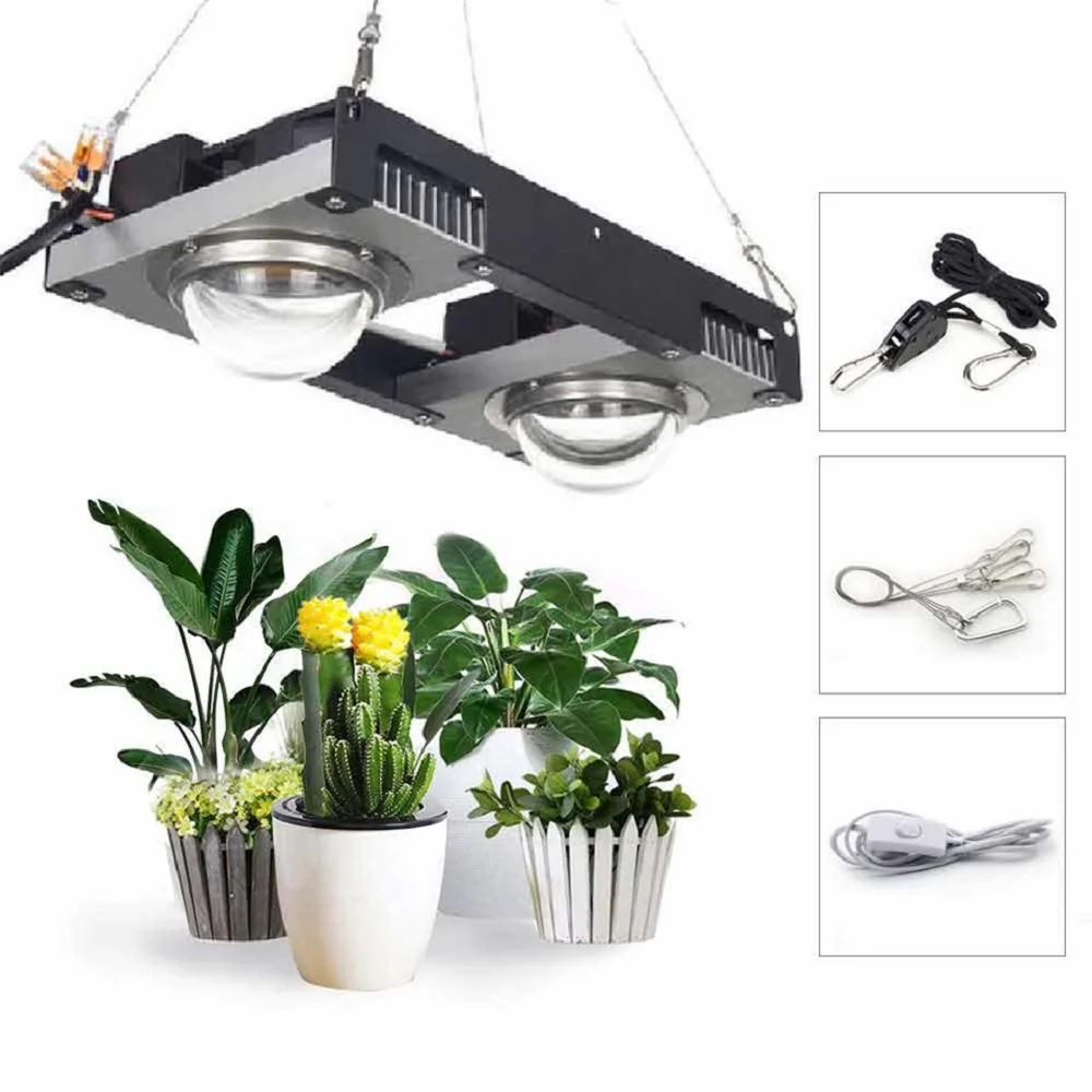 LED Grow Light Полный спектр 100W 200W 300W COB LED Plant Grow Lamp Для комнатных растений Цветы Теплицы Гидропоника Расти Палатка