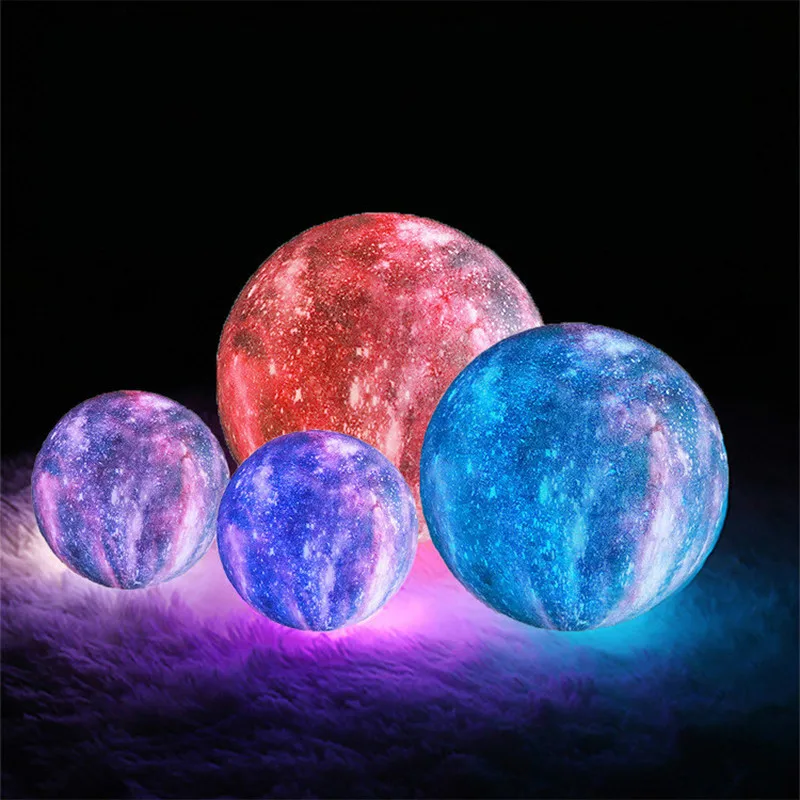 

Dia 10cm Painted Starry 3D Printing Moon Lamp Remote Control Touch Built In Rechargeable Battery Night Lamp Christmas Gift