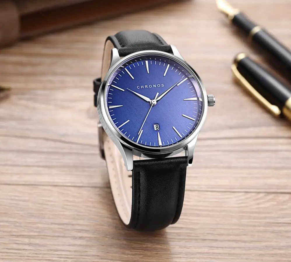

Hot Selling Chronos MEN'S Watch Three Needle Calendar Clean Steel Mesh String Watch Strap Quartz Watch