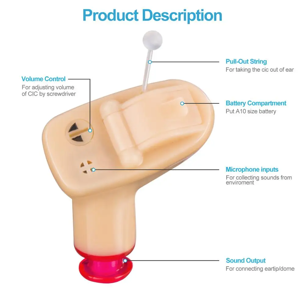 Мини невидимый внутриканальный слуховой аппарат цифровой слуховой аппарат для пожилых С A10 батарея Прямая поставка в ухо усилитель звука