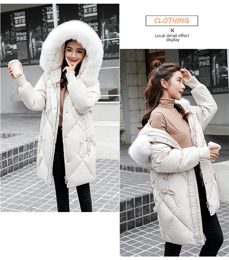 Off Season Sale down Jacket Women's New Style Hot Selling Korean-style Loose-Fit Mid-length Fox Large Fur Collar Special Of