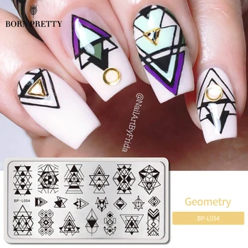 

BORN PRETTY 12*6cm Rectangle Nail Stamping Plates Template Beautiful Design Nail Art Stamp Image Plate Set BP L046-L055