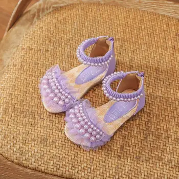 

Children Sandals Kids Girls Fashion Princess Summer Cute Elsa Sandals Chaussure Enfants flower lace Flat Party Elsa Shoes