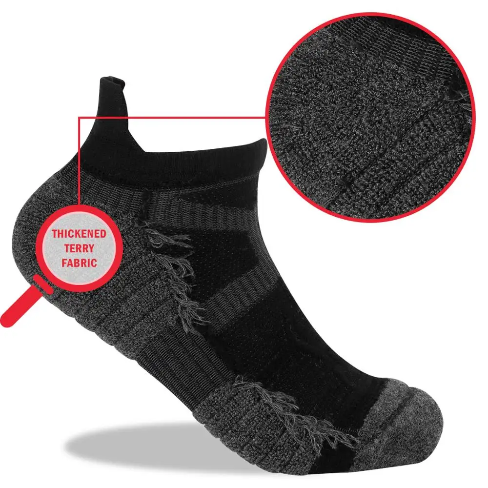 Yuedge Unisex sweat pad cotton socks men's and women's invisible fashion socks leisure tennis running socks (3 pairs / bag)
