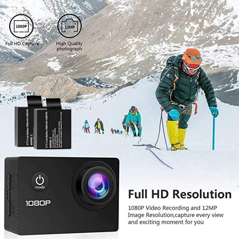 Экшн-камера HD 1080P водонепроницаемый 140 градусов широкоугольный объектив Спортивные видеокамеры 4k camara deportiva Спортивная камера