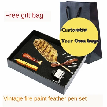 

Vintage Feather Badge Seal Stamp Wax for Diy Logo Scrapbooking Stamp Wedding Invitations Water Fountain Pen Lacquer Seal Ink