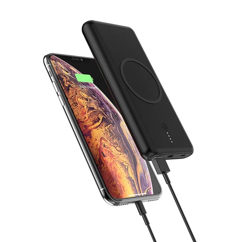 Портативный USB/Qi Беспроводное зарядное устройство 10000mA power Bank для iPhone 8, 8 Plus, XS, XR, XS Max, 11 pro, внешний аккумулятор для телефона, съемная база