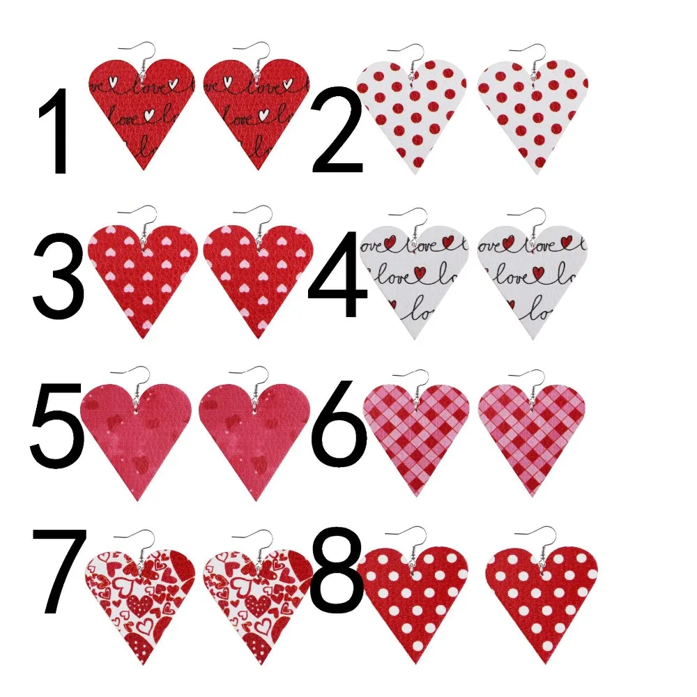 8 пар кожаных женских сережек в форме сердца, набор Brinco, углы любви, свисающие серьги в виде красных капель, подарок на День святого Валентина для влюбленных