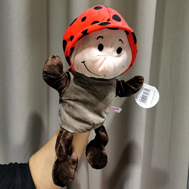 30cm Legged Animal Hand Puppet Plush Toys Wolf Lion Panda Raccoon Hand Puppets Educational Story Doll Toy for Children Kid Ladybird