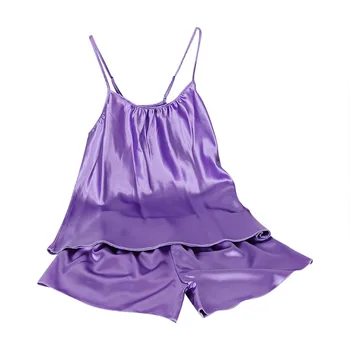 

JAYCOSIN Solid Sling Sleepwear Lingerie Underwear Nightwear Set Womens Nightwear Nightdress Loose Casual Satin Pajamas Women