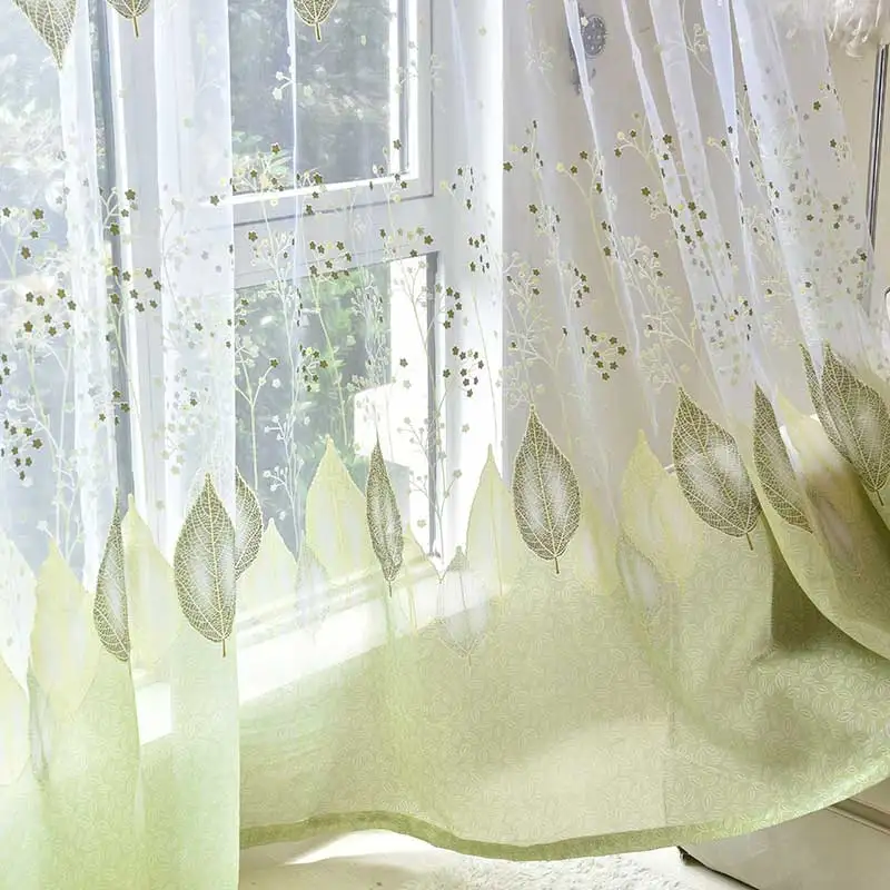 Sheer Curtains Pastoral Tulle Window Curtain For Living Room Bedroom Kitchen Voile Drape Blinds