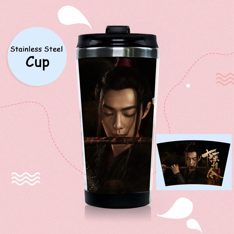 Wei Wuxian-Xiao Zhan CHEN QING LING Wei WuXian Lan WangJi чашка для воды из нержавеющей стали незатаенная двухслойная кривая чашка для бутылок Xiao Zhan Wang Yibo - Цвет: Wei Wuxian-Xiao Zhan