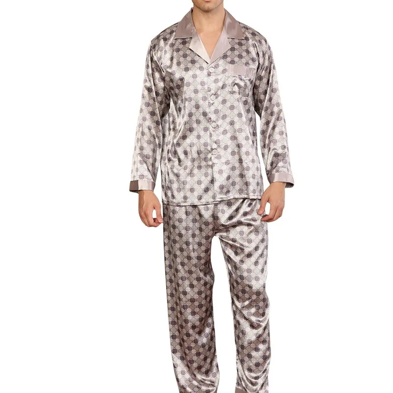 Mens Designer Pajamas for Men Nightwear Long Sleeve Sleep Tops Trousers Thin Ice Silk Pajamas Men Sleepwear Set Pijama Set best silk pajamas Men's Sleep & Lounge