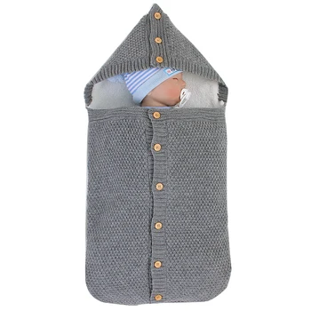 

Baby Sleeping Bag Envelope Winter Kids Sleep bag Footmuff For Stroller Knitted Sleep Sack Newborn Swaddle Cotton Velvet Slaapzak