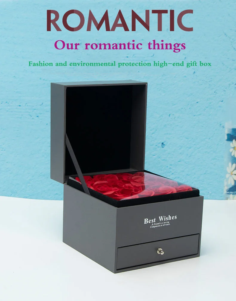 DIy двухслойная с вечной Красной розовая Подарочная коробка ручной работы любовь коробка для свадебного подарка ювелирные изделия ожерелье кулон коробка для хранения ювелирных изделий