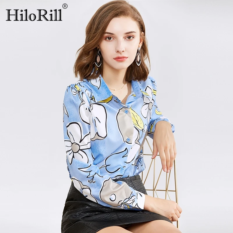 

Women Shirts Blouses Long Sleeve Floral Print Elegant Blouse 2019 Casual Office Ladies Turn Down Collar Shirt Tunic Tops