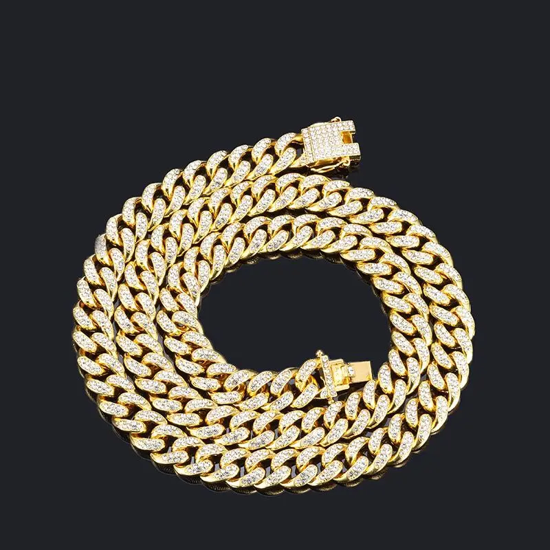 Роскошная золотая цепочка в стиле хип-хоп, ювелирные изделия, кубинское ожерелье, Мужская модная подвеска, ювелирная цепочка в стиле хип-хоп, кубинское ожерелье со льдом