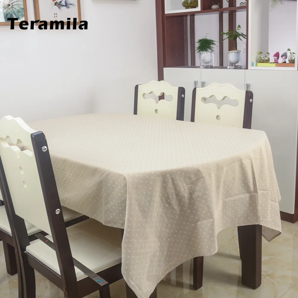 Teramila Dots Design Thick Rectangular Square Table Cloth Linen Cover For Home Decoration Wedding Mantel Party Dining Tablecloth