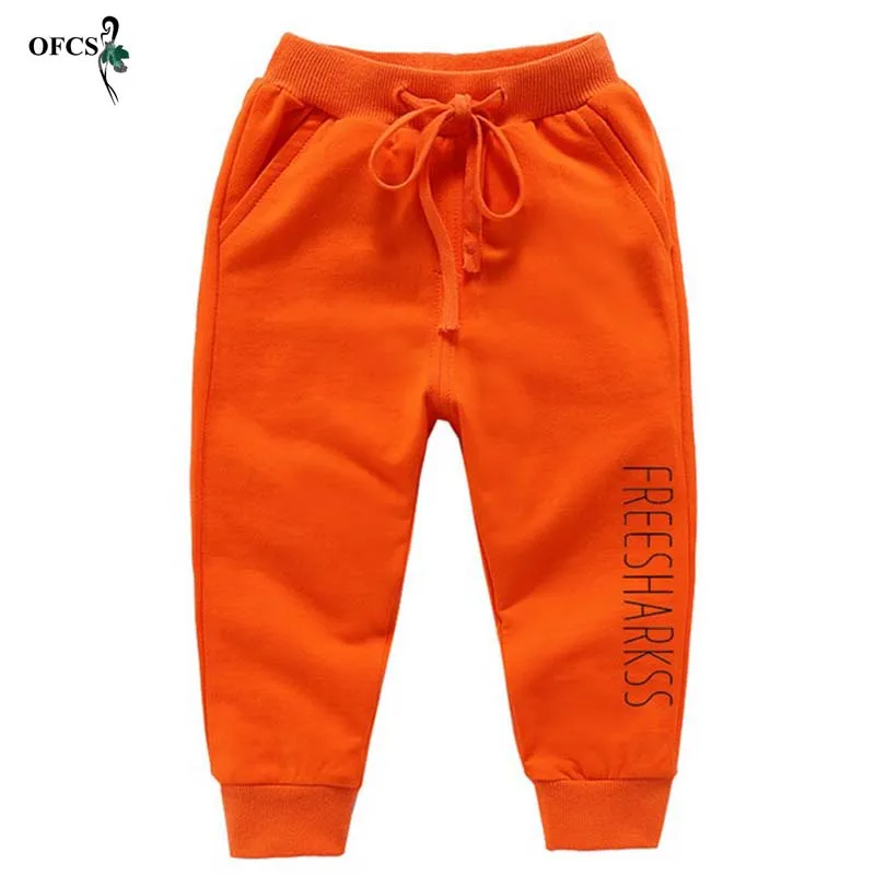 Детская одежда для мальчиков и девочек спортивные штаны для отдыха детские штаны с надписью для детей Хлопковые Штаны для детей от 3 до 10 лет, 7 цветов - Цвет: Orange
