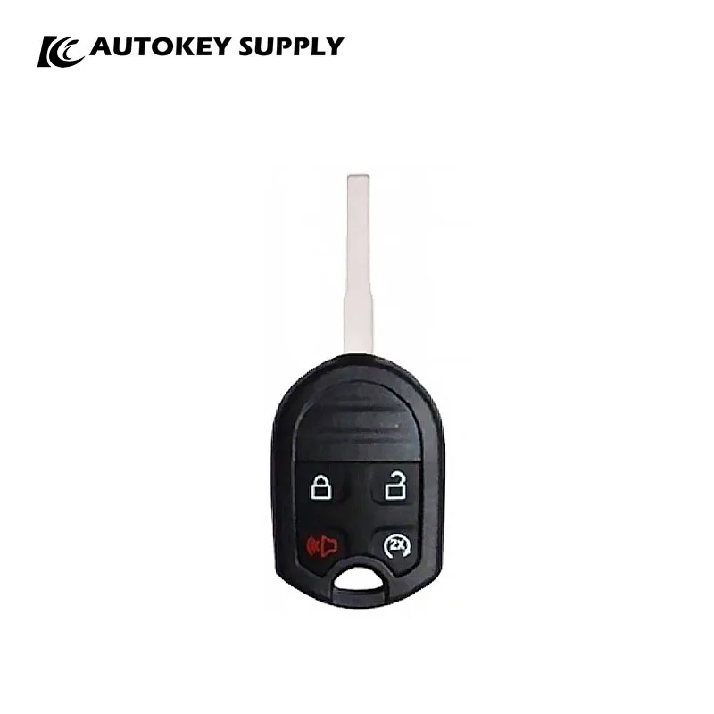 For Ford Remote Key Shell 4B (Lock,Unlock,Remote Start,Panic) No Logo Hu101 Brass Blade Battery Connector Autokeysupply AKFDS260