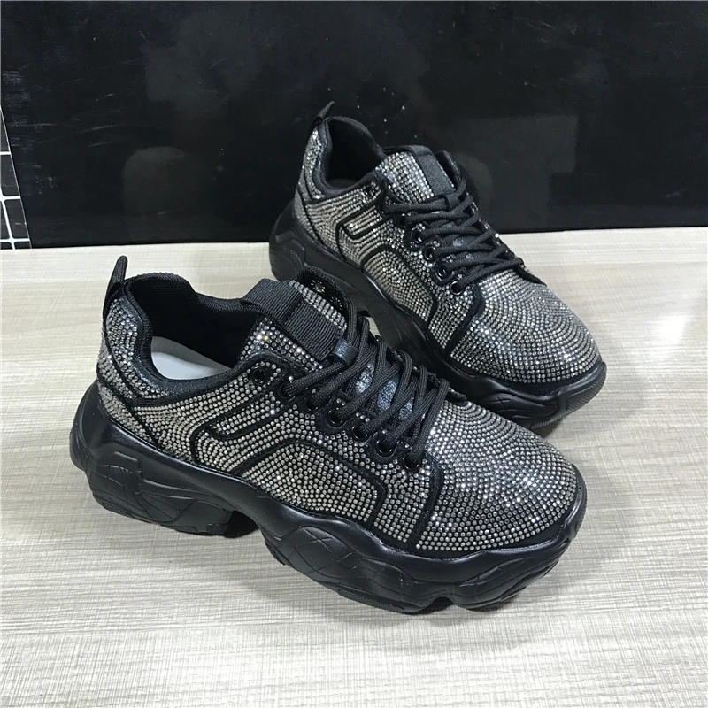 Осенние кроссовки на платформе с кристаллами; женская обувь; Модные ...