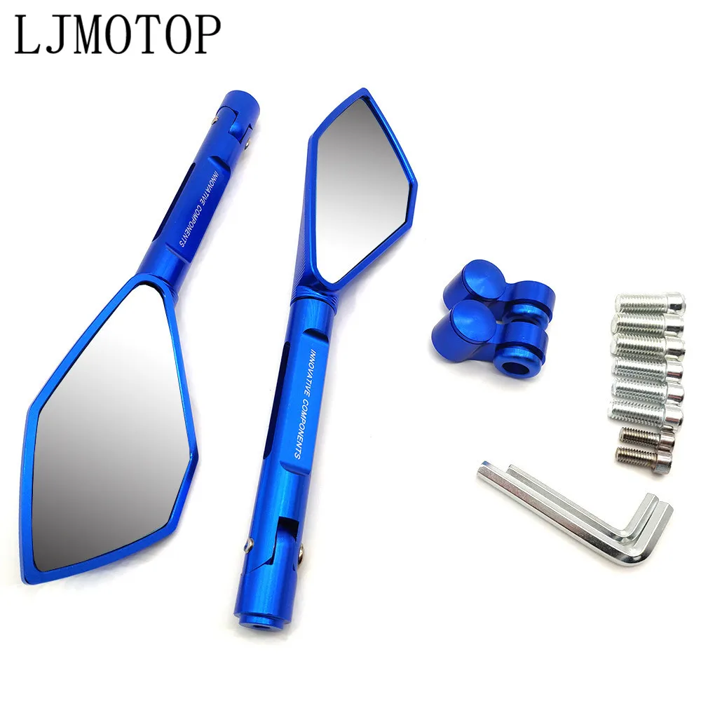 A-blue Мотоциклетные зеркала Moto боковое зеркало заднего вида Алюминий для SUZUKI HAYABUSA/GSXR1300 B-KING GSX-S1000/F/модель ABS - Цвет: A-blue