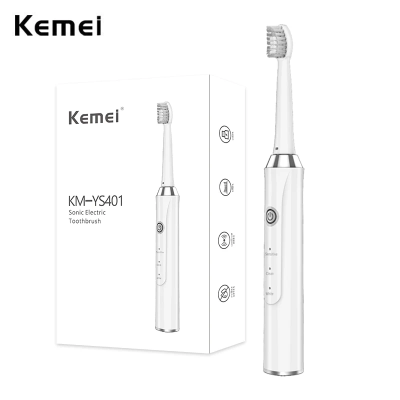 Kemei Sonic Tooth Brush Adult Automatic Electric Toothbrush USB Rechargeable with 3 Heads Replacement IPX7 Waterproof 3 Modes sonic electric toothbrush 5 modes 4 8 electric toothbrush heads attachments rechargeable tooth brush ultrasonic sound brush