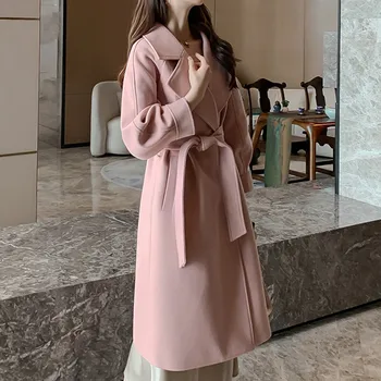 

High Quality Vogue Ladies Long Coats Winter Wool Coat Jacket Long Overcoat Outwear Lady Winter Streetwear Coats chaqueta mujer