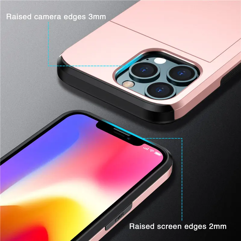 case iphone 11 Pro Max  Slide Card Bag Armor Phone Case For iPhone 12 11 13 Pro Max XR XS Max X 7 8 Plus 12 13 Pro 11 Shockproof Wallet Hard Back Cover phone cases for iphone 11 Pro Max 