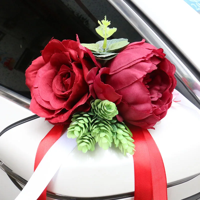 Креативный Свадебный Декор автомобиля ручной цветок дверные ручки автомобиля зеркало заднего вида декоративные угловые цветочные искусственные аксессуары букет - Цвет: A 3