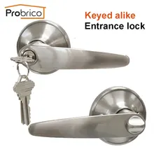 Probrico дверные ручки безопасности с замком цилиндр 3 ключа ключ так вход замок для Внутренняя дверь спальни Аппаратные средства