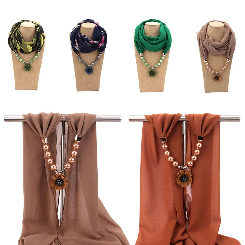 2019 новые модные женские Твердые ювелирные изделия подвеска шифон шарф ожерелье